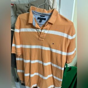 Tommy Hilfiger Men's Polo in Orange and White Stripes